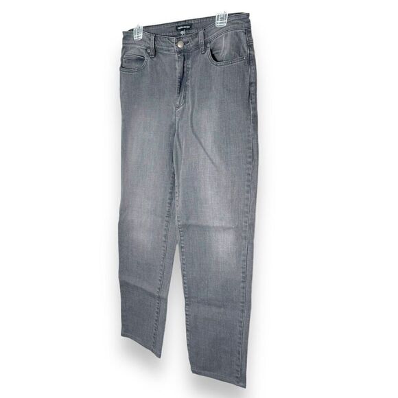 Eileen Fisher Organic Cotton Stretch Denim High-Rise Straight Leg Jeans Gray 6 - Picture 2 of 6
